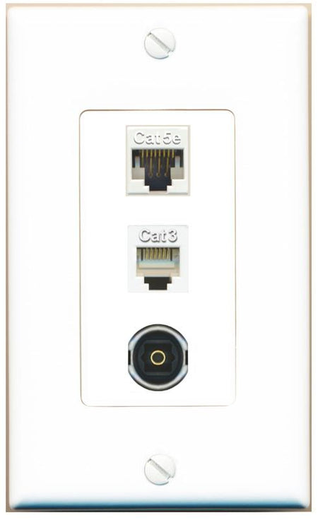 CAT5E PHONE TOSLINK Wall Plate [White]