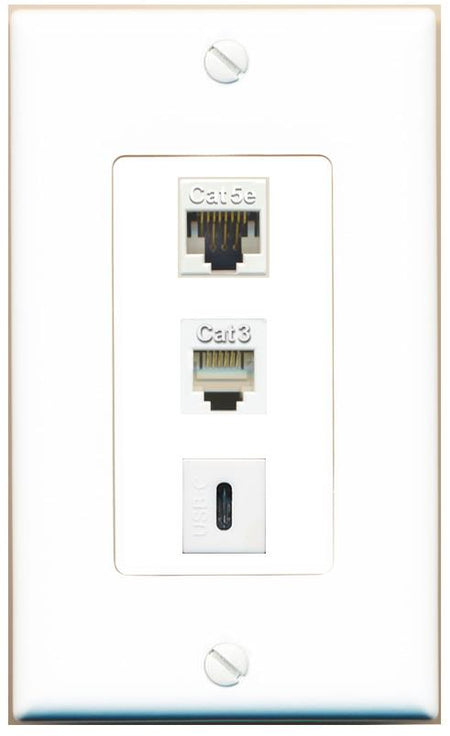 CAT5E PHONE USBC Wall Plate [White]