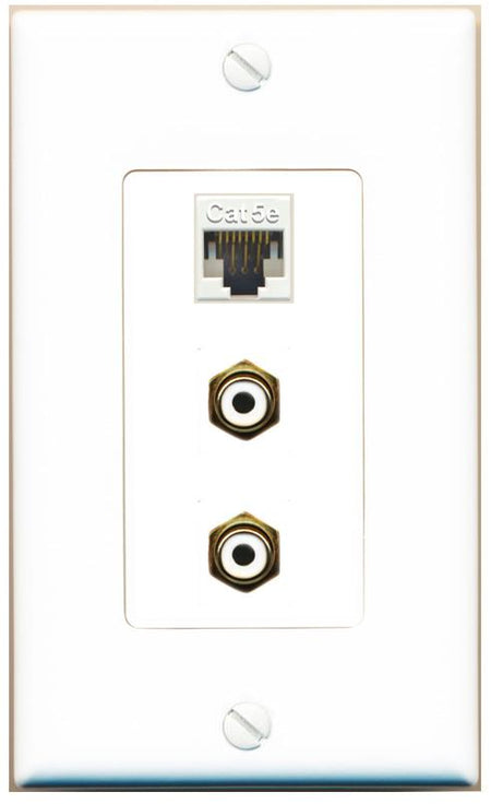 CAT5E 2 RCA-WHITE Wall Plate [White]