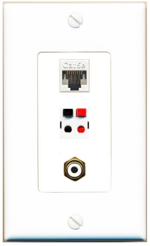 CAT5E RCA-WHITE SPEAKER Wall Plate [White]