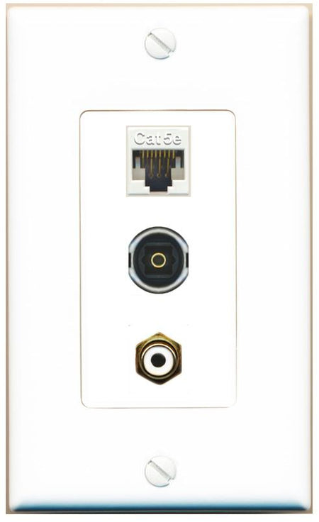 CAT5E RCA-WHITE TOSLINK Wall Plate [White]
