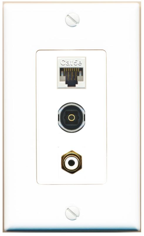 CAT5E RCA-WHITE TOSLINK Wall Plate [White]