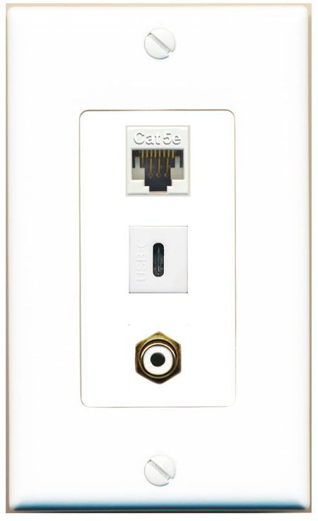 CAT5E RCA-WHITE USBC Wall Plate [White]