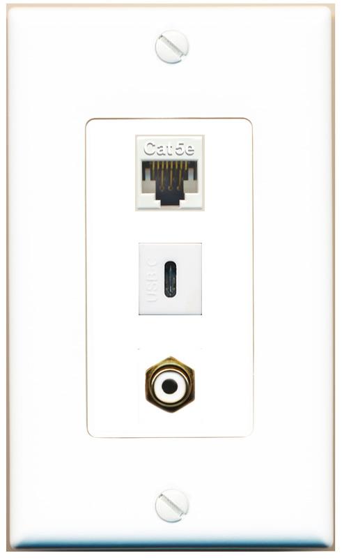 CAT5E RCA-WHITE USBC Wall Plate [White]