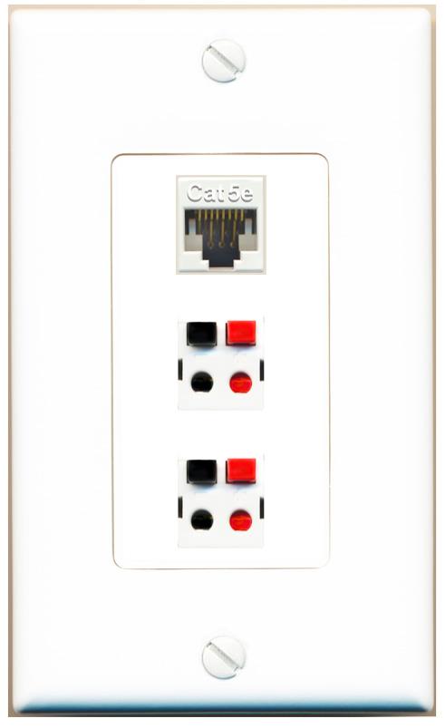 CAT5E 2 SPEAKER Wall Plate [White]
