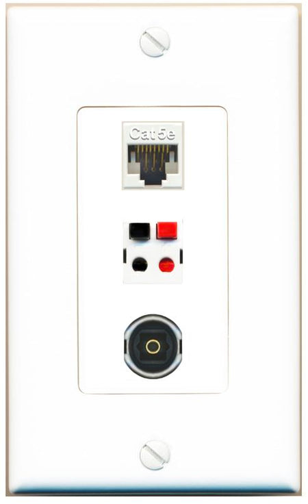 CAT5E SPEAKER TOSLINK Wall Plate [White]
