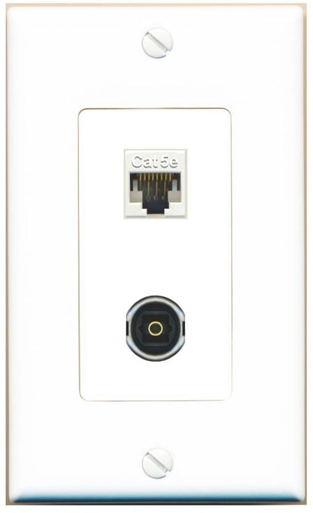 CAT5E TOSLINK Wall Plate [White]