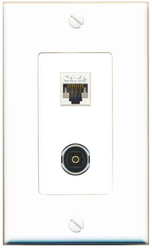 CAT5E TOSLINK Wall Plate [White]