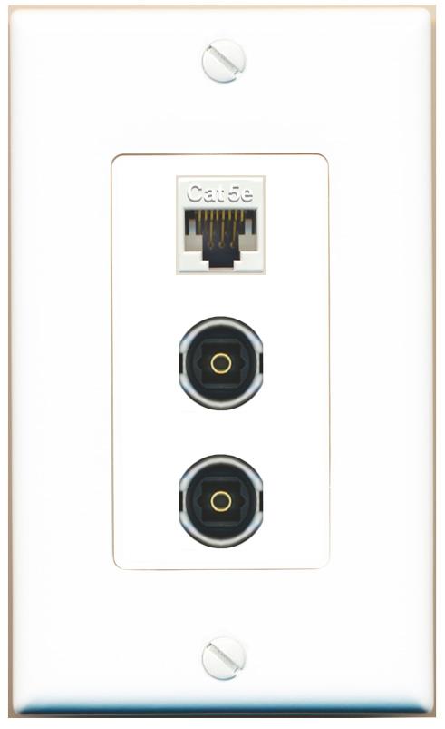 CAT5E 2 TOSLINK Wall Plate [White]