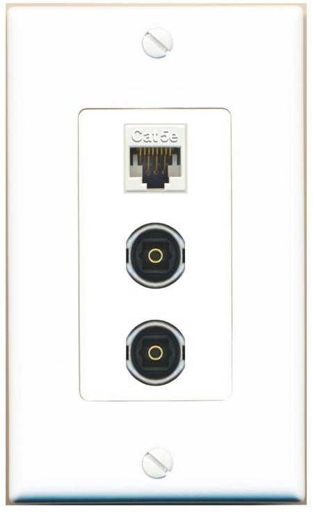 CAT5E 2 TOSLINK Wall Plate [White]