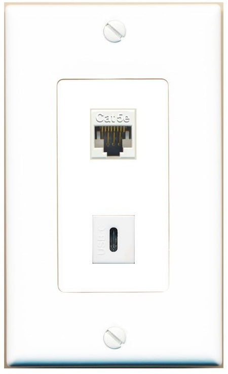 CAT5E USBC Wall Plate [White]