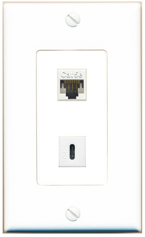 CAT5E USBC Wall Plate [White]