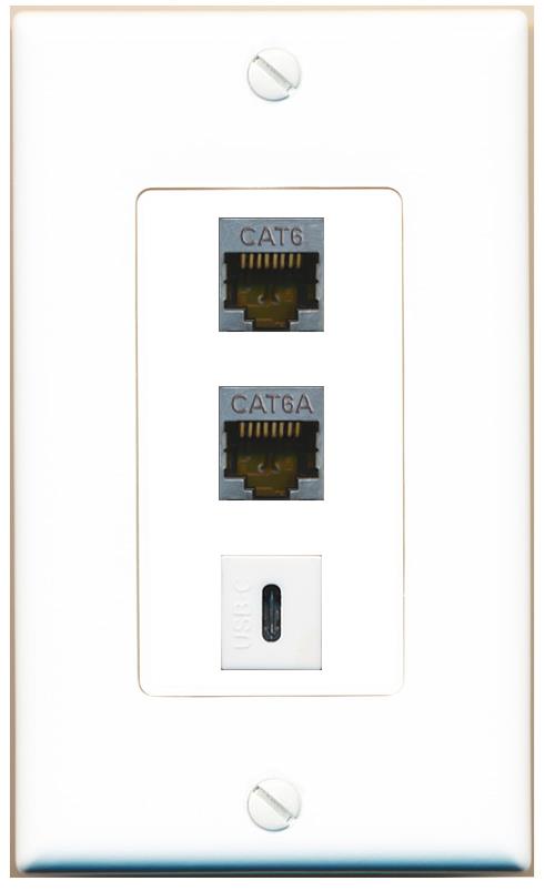 CAT6-SHIELDED CAT6A USBC Wall Plate [White]