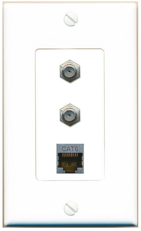 CAT6-SHIELDED 2 COAX Wall Plate [White]