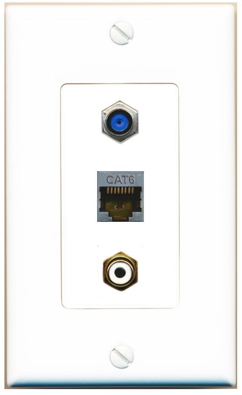 CAT6-SHIELDED F81 RCA-WHITE Wall Plate [White]