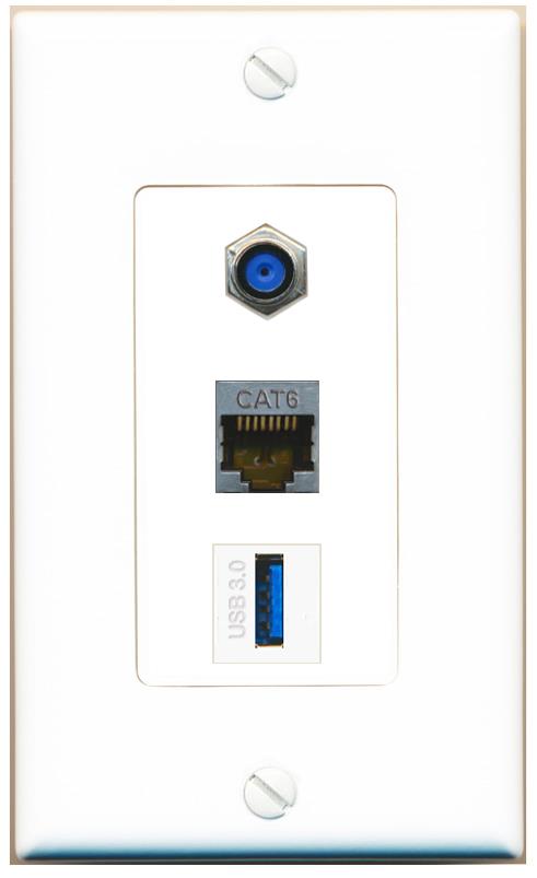 CAT6-SHIELDED F81 USB-3 Wall Plate [White]