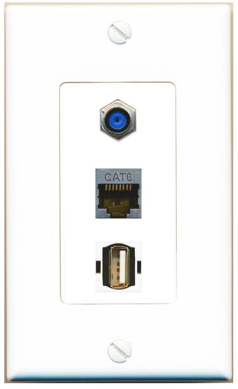 CAT6-SHIELDED F81 USB2 Wall Plate [White]