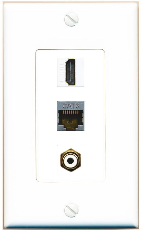 CAT6-SHIELDED HDMI RCA-WHITE Wall Plate [White]