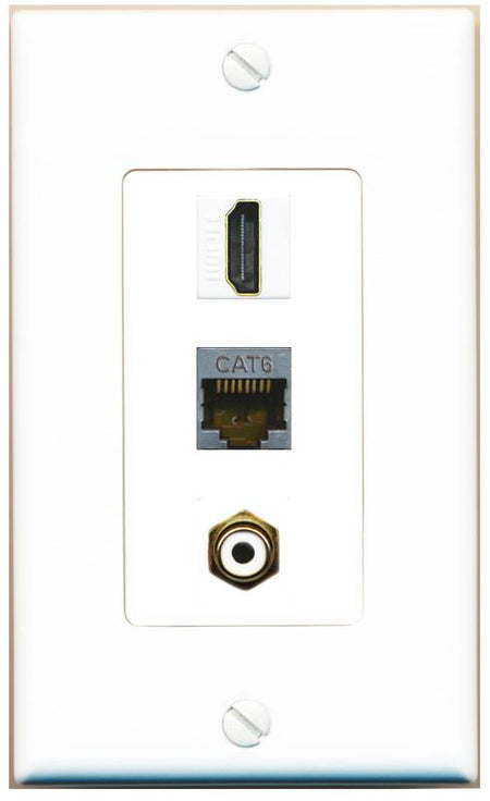CAT6-SHIELDED HDMI RCA-WHITE Wall Plate [White]