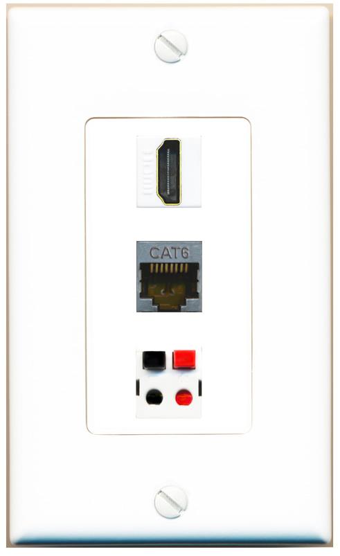 CAT6-SHIELDED HDMI SPEAKER Wall Plate [White]