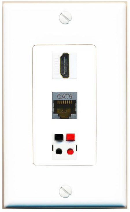 CAT6-SHIELDED HDMI SPEAKER Wall Plate [White]