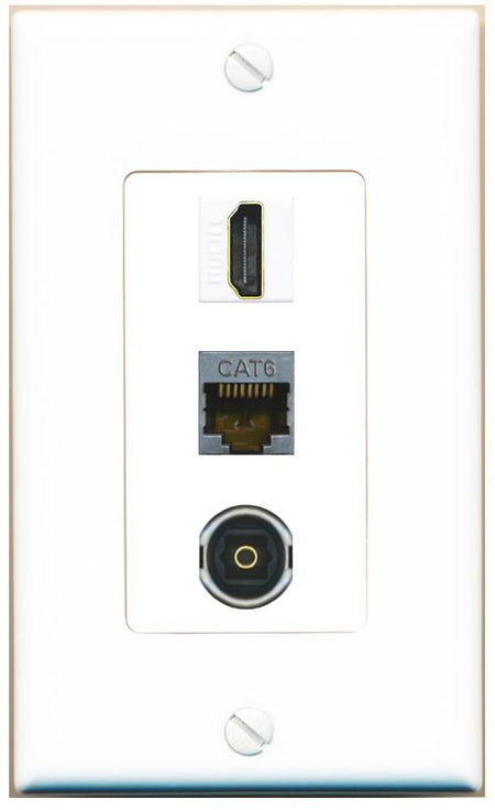 CAT6-SHIELDED HDMI TOSLINK Wall Plate [White]