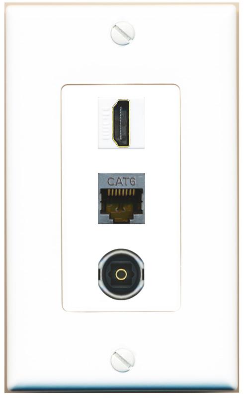 CAT6-SHIELDED HDMI TOSLINK Wall Plate [White]