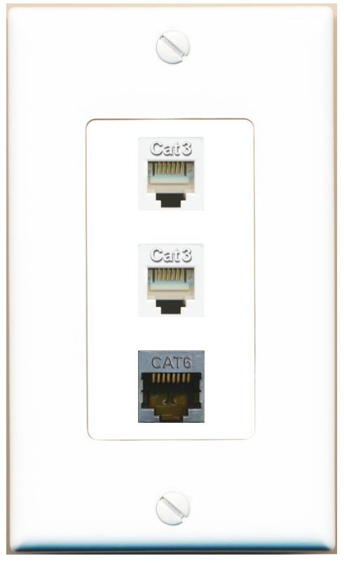 CAT6-SHIELDED 2 PHONE Wall Plate [White]