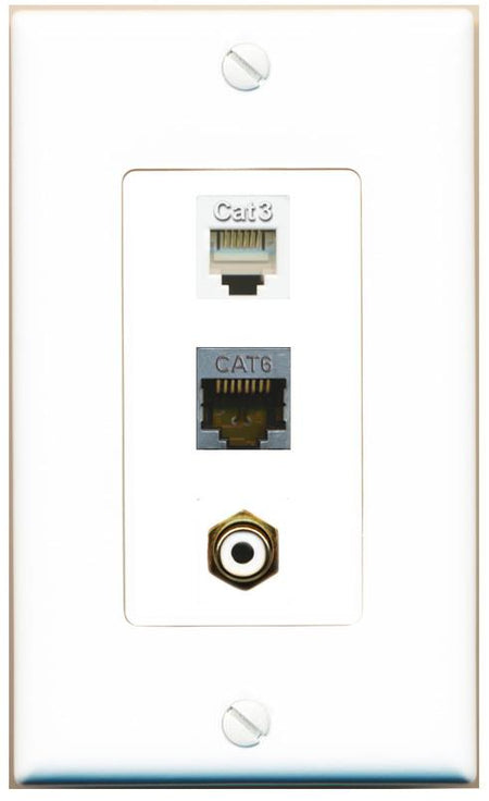 CAT6-SHIELDED PHONE RCA-WHITE Wall Plate [White]
