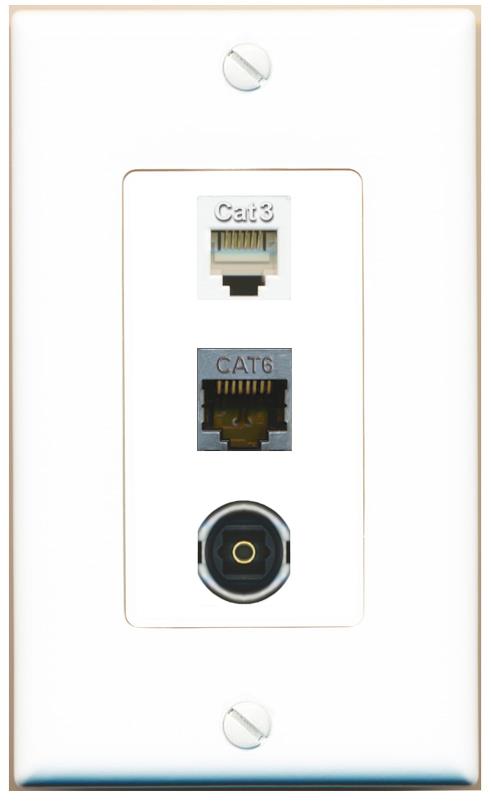 CAT6-SHIELDED PHONE TOSLINK Wall Plate [White]