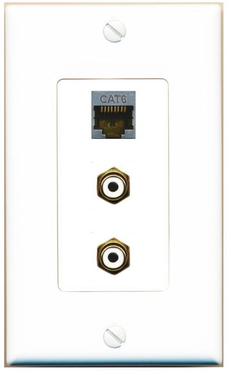 CAT6-SHIELDED 2 RCA-WHITE Wall Plate [White]