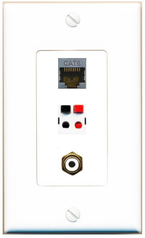 CAT6-SHIELDED RCA-WHITE SPEAKER Wall Plate [White]