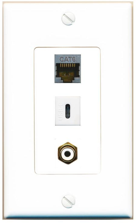 CAT6-SHIELDED RCA-WHITE USBC Wall Plate [White]
