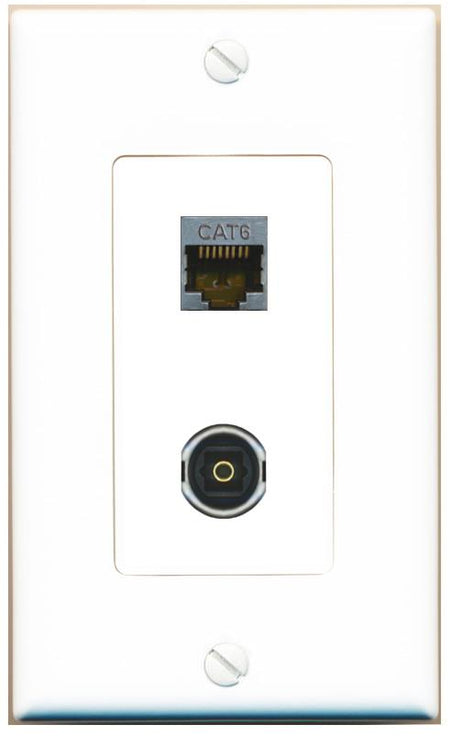 CAT6-SHIELDED TOSLINK Wall Plate [White]