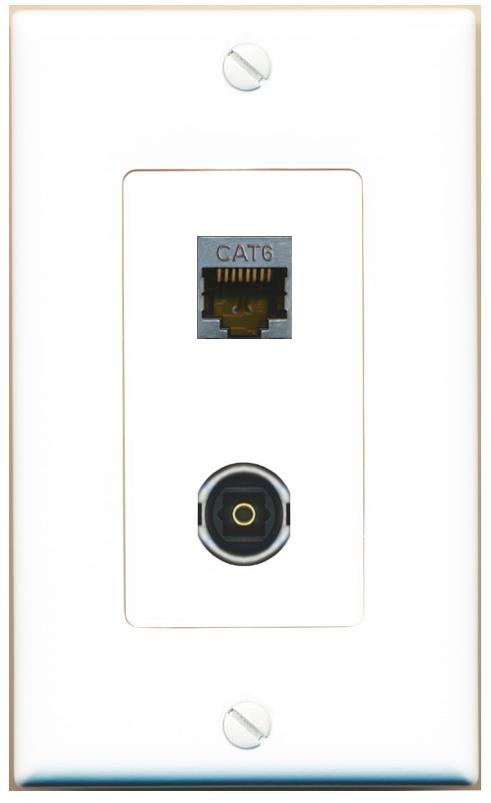 CAT6-SHIELDED TOSLINK Wall Plate [White]
