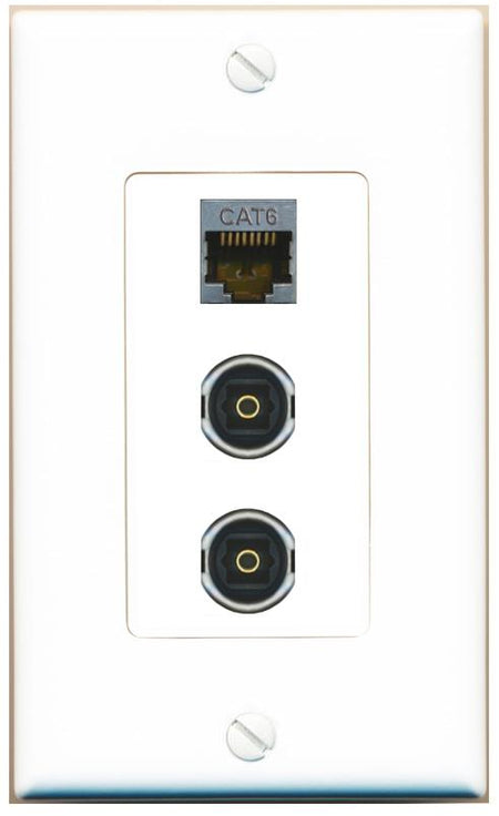 CAT6-SHIELDED 2 TOSLINK Wall Plate [White]