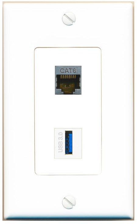 CAT6-SHIELDED USB-3 Wall Plate [White]