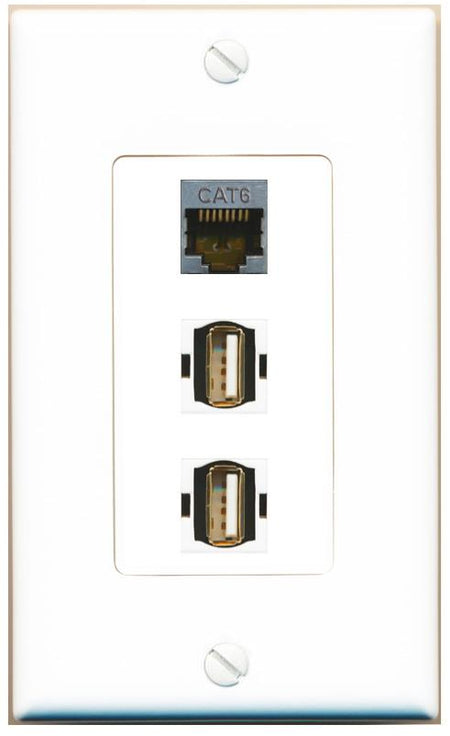 CAT6-SHIELDED 2 USB2 Wall Plate [White]