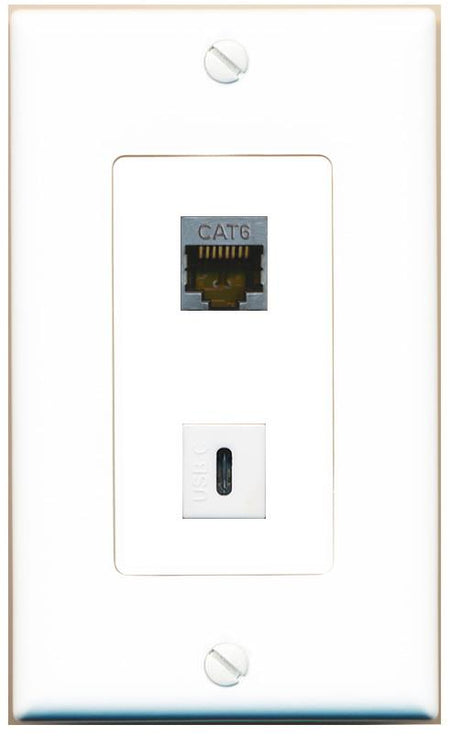 CAT6-SHIELDED USBC Wall Plate [White]