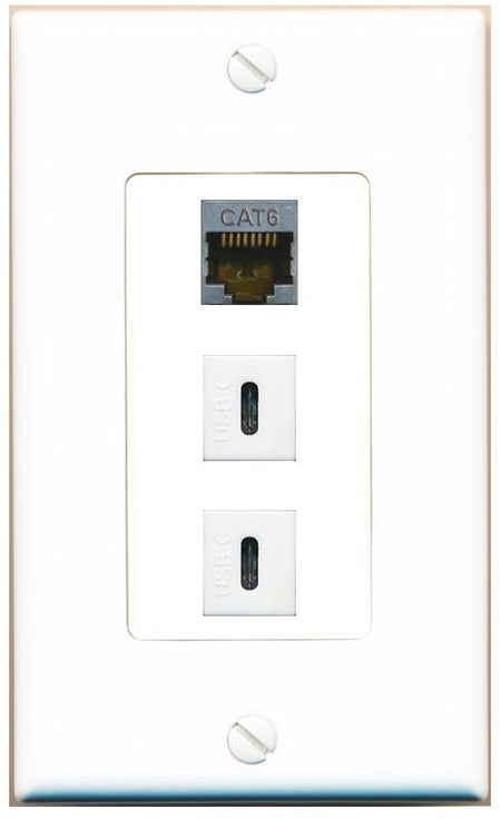 CAT6-SHIELDED 2 USBC Wall Plate [White]