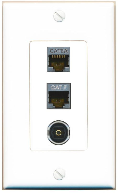 CAT6A CAT7 TOSLINK Wall Plate [White]