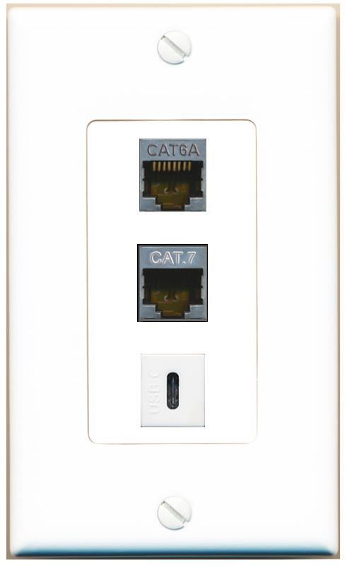 CAT6A CAT7 USBC Wall Plate [White]