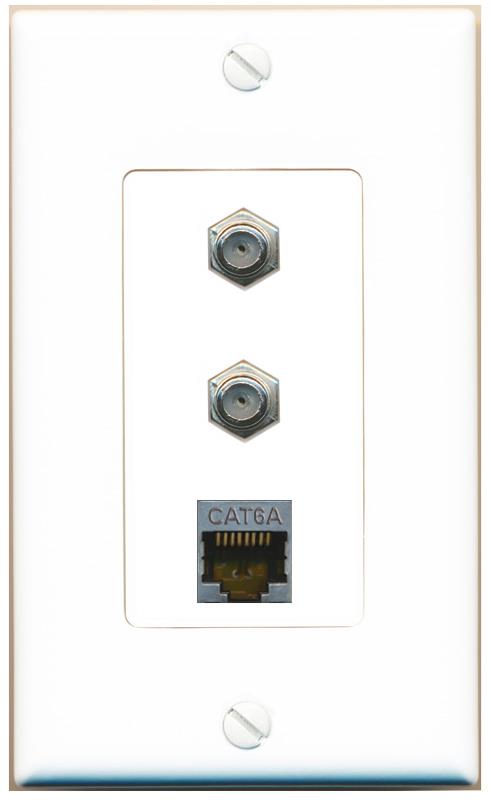 CAT6A 2 COAX Wall Plate [White]