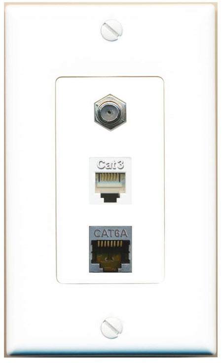 CAT6A COAX PHONE Wall Plate [White]