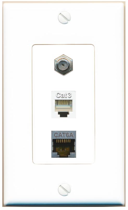 CAT6A COAX PHONE Wall Plate [White]