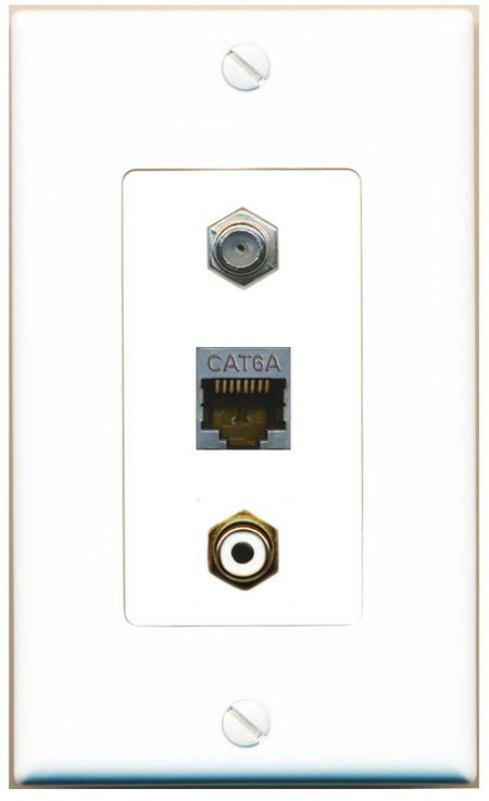 CAT6A COAX RCA-WHITE Wall Plate [White]