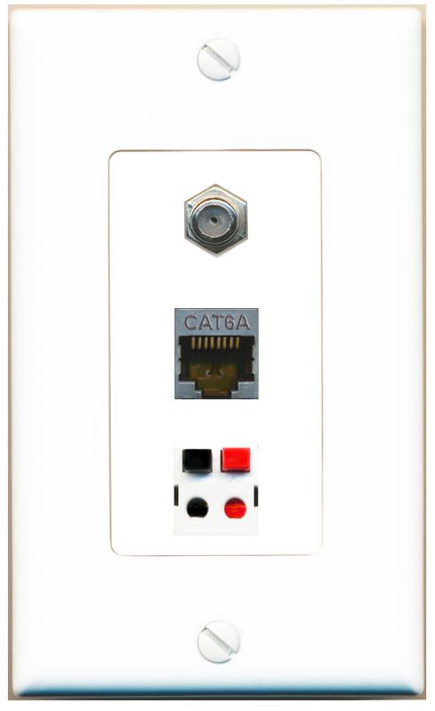 CAT6A COAX SPEAKER Wall Plate [White]
