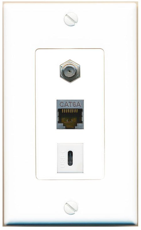 CAT6A COAX USBC Wall Plate [White]