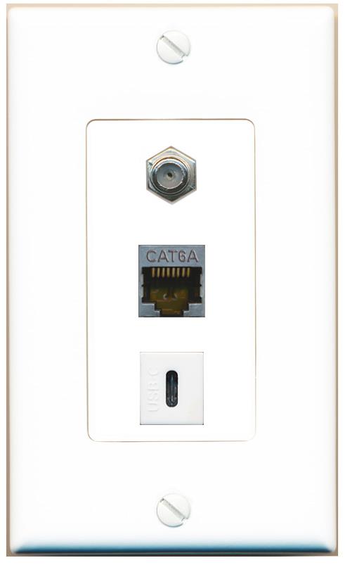CAT6A COAX USBC Wall Plate [White]