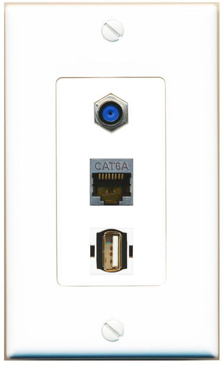 CAT6A F81 USB2 Wall Plate [White]